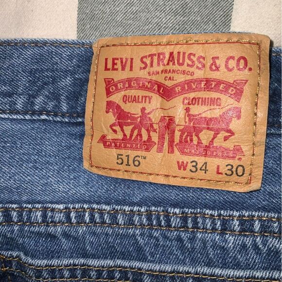 levi 516 34w 30l denim jeans levi strauss levi’s‎ cotton straight leg - Picture 6 of 8